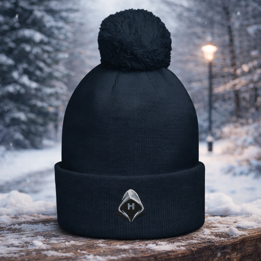 Pom pom branded beanie